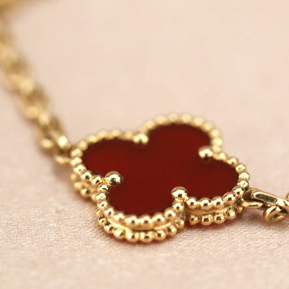 [Amore] CLOVER 5 MOTIF RED CORNELIAN BRACELET COLLECTION