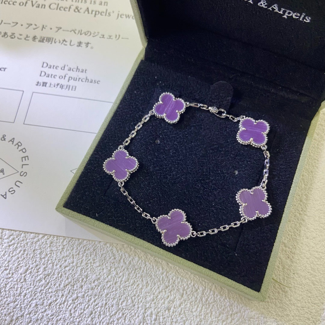 [Amore]CLOVER  5 MOTIFS  PURPLE VIOLET BRACELET