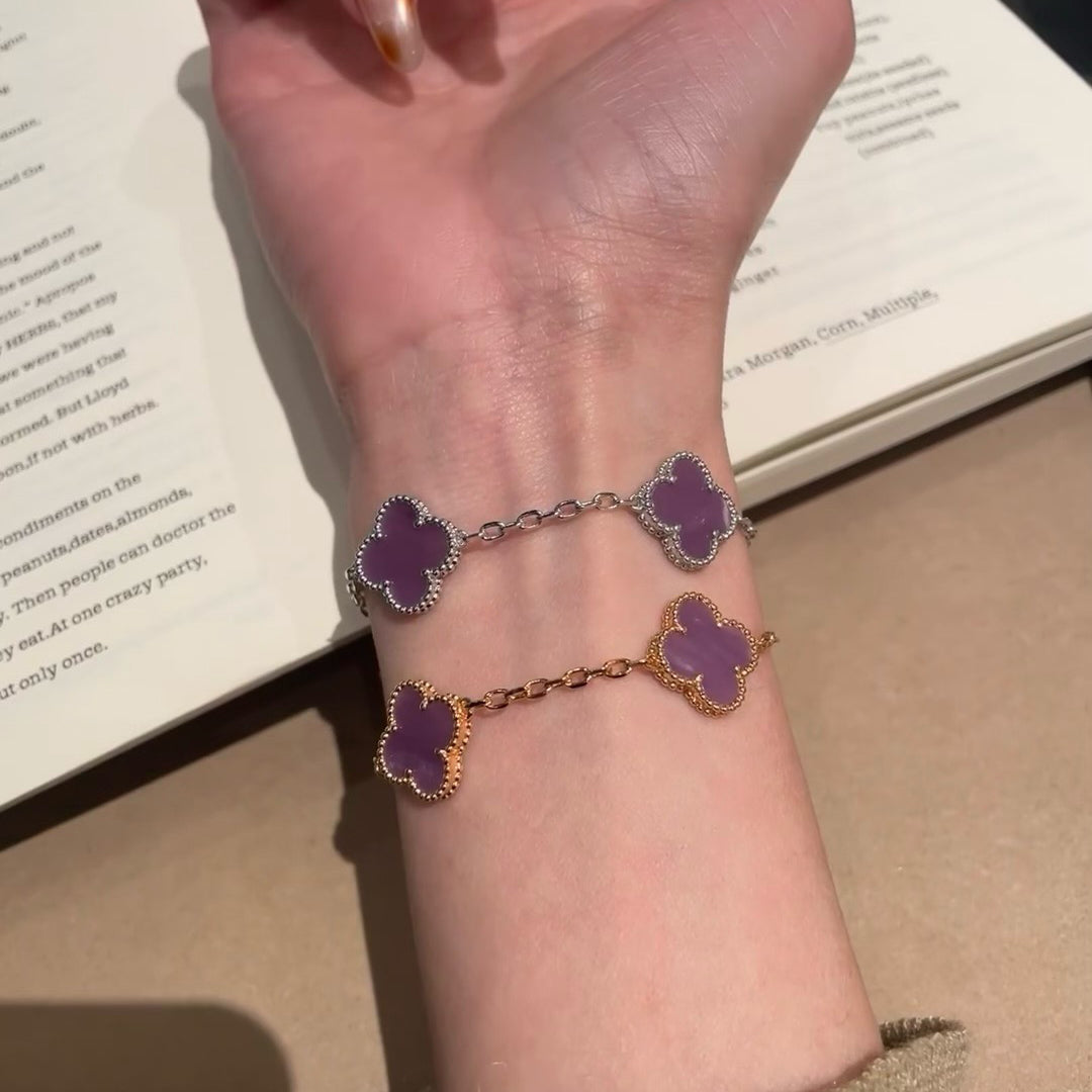 [Amore]CLOVER  5 MOTIFS  PURPLE VIOLET BRACELET