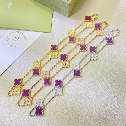 [Amore]CLOVER 10 MOTIFS  PURPLE VIOLET DIAMOND NECKLACE