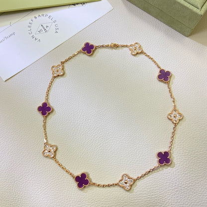 [Amore]CLOVER 10 MOTIFS  PURPLE VIOLET DIAMOND NECKLACE
