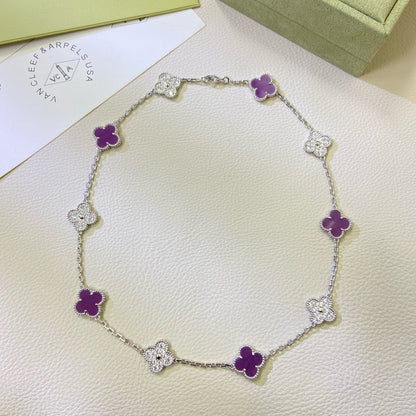 [Amore]CLOVER 10 MOTIFS  PURPLE VIOLET DIAMOND NECKLACE