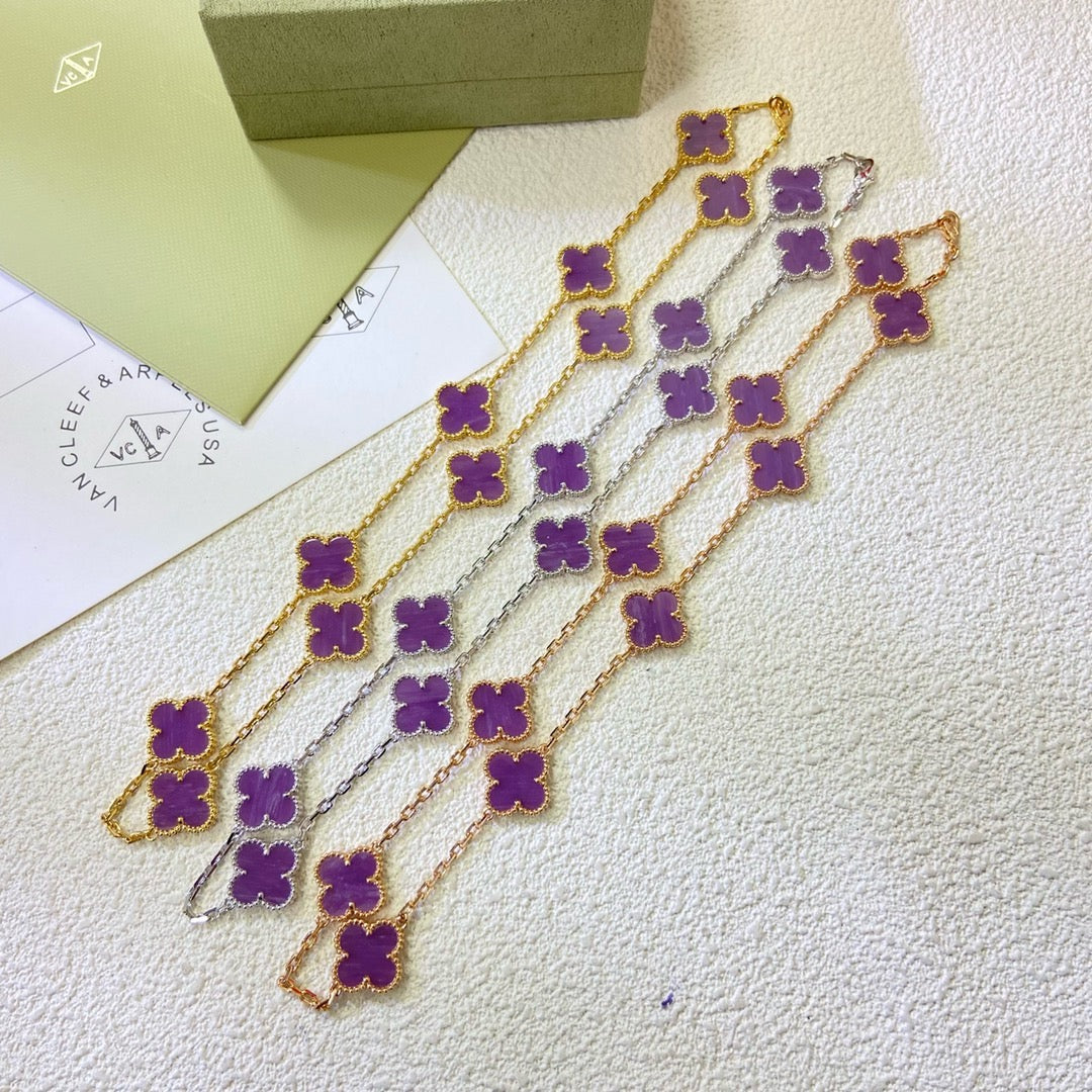 [Amore]CLOVER 10 MOTIFS  PURPLE VIOLET  NECKLACE