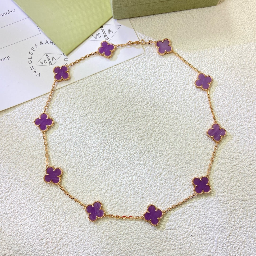 [Amore]CLOVER 10 MOTIFS  PURPLE VIOLET  NECKLACE