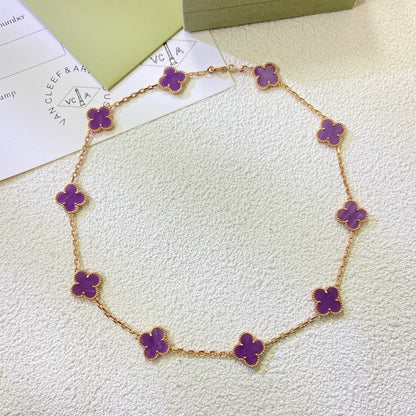 [Amore]CLOVER 10 MOTIFS  PURPLE VIOLET  NECKLACE