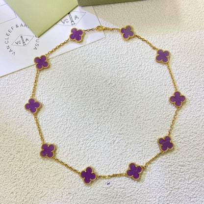 [Amore]CLOVER 10 MOTIFS  PURPLE VIOLET  NECKLACE