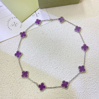 [Amore]CLOVER 10 MOTIFS  PURPLE VIOLET  NECKLACE