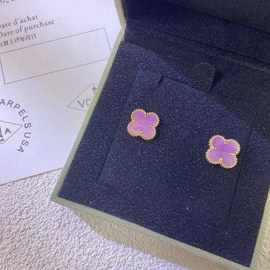 [Amore]CLOVER MINI 9.5MM  PURPLE VIOLET EARRINGS