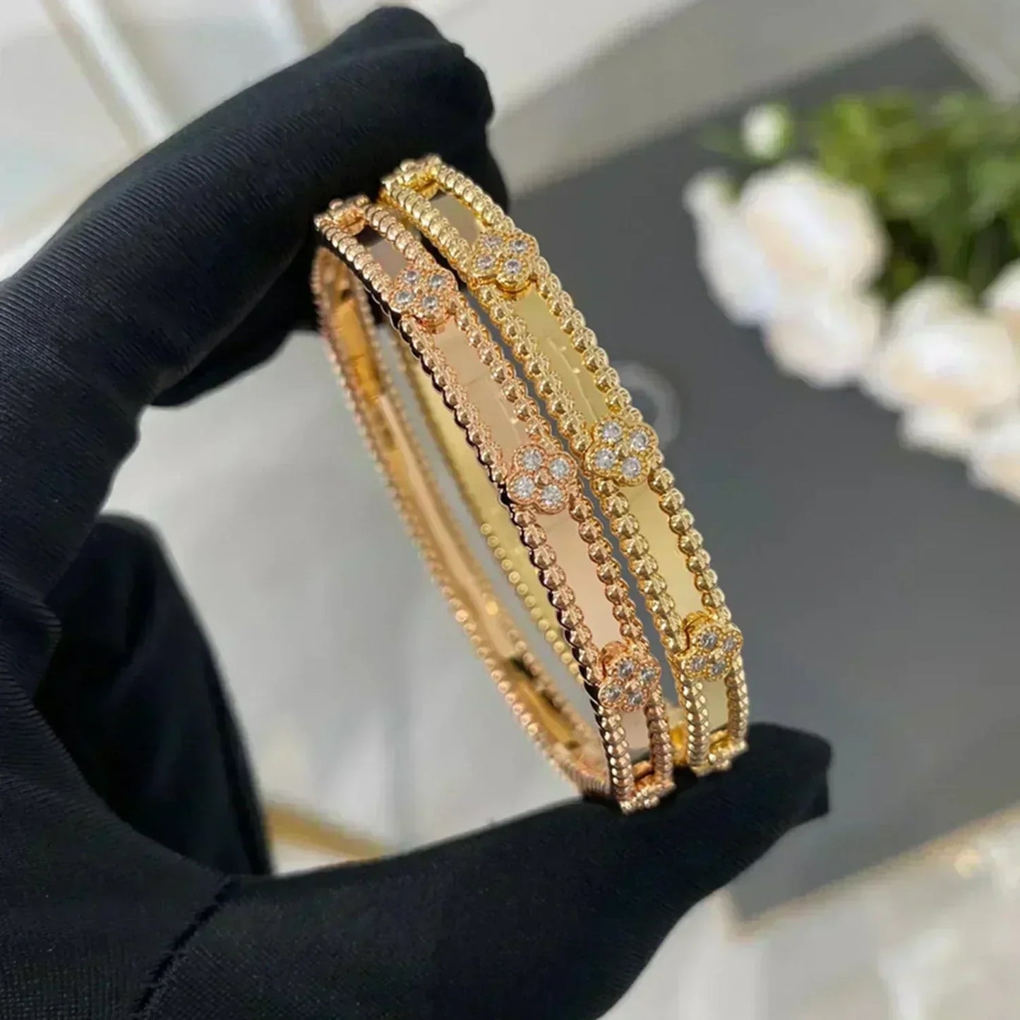 [Amore]CLOVER BRACELET 4MM DIAMONDS