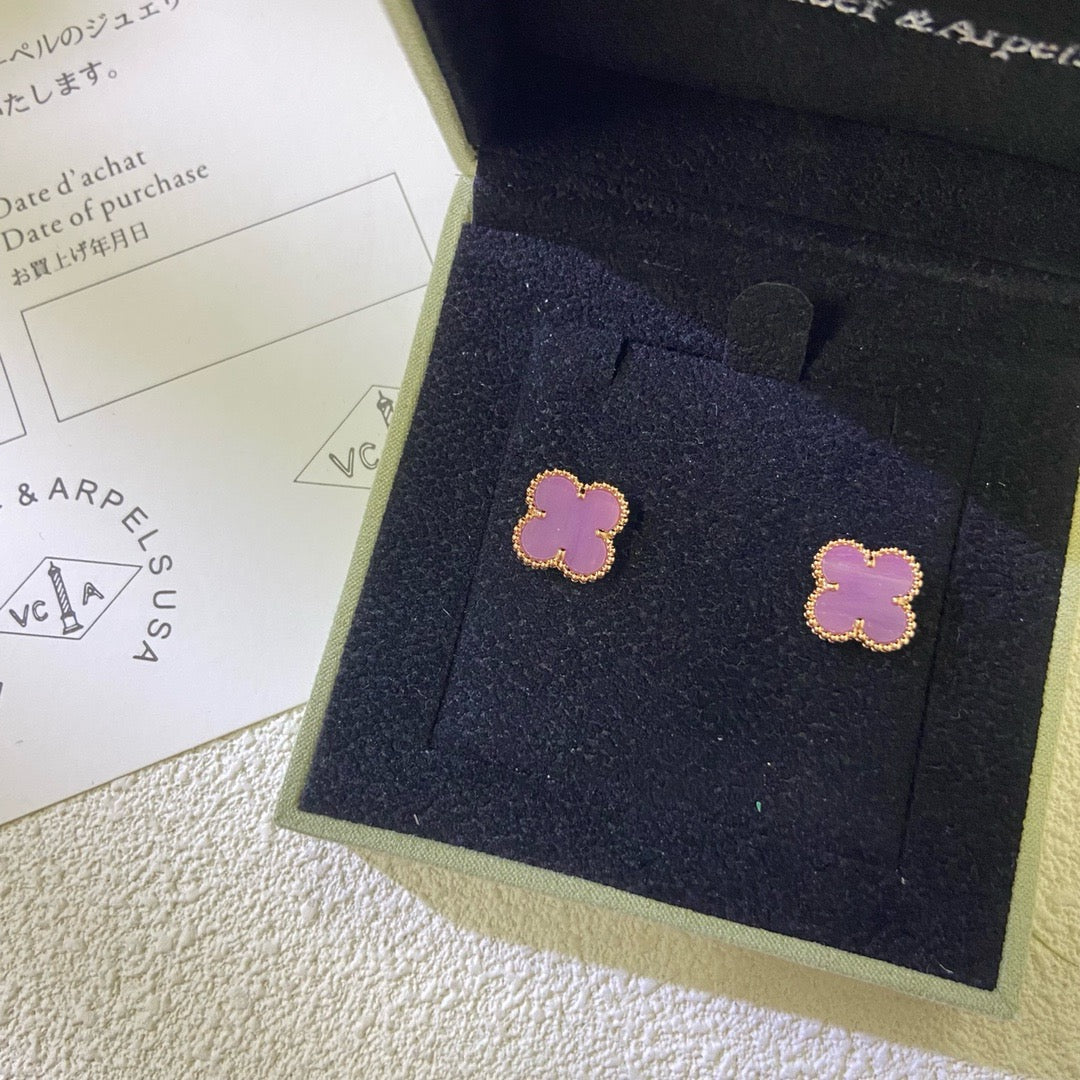 [Amore]CLOVER MINI 9.5MM  PURPLE VIOLET EARRINGS