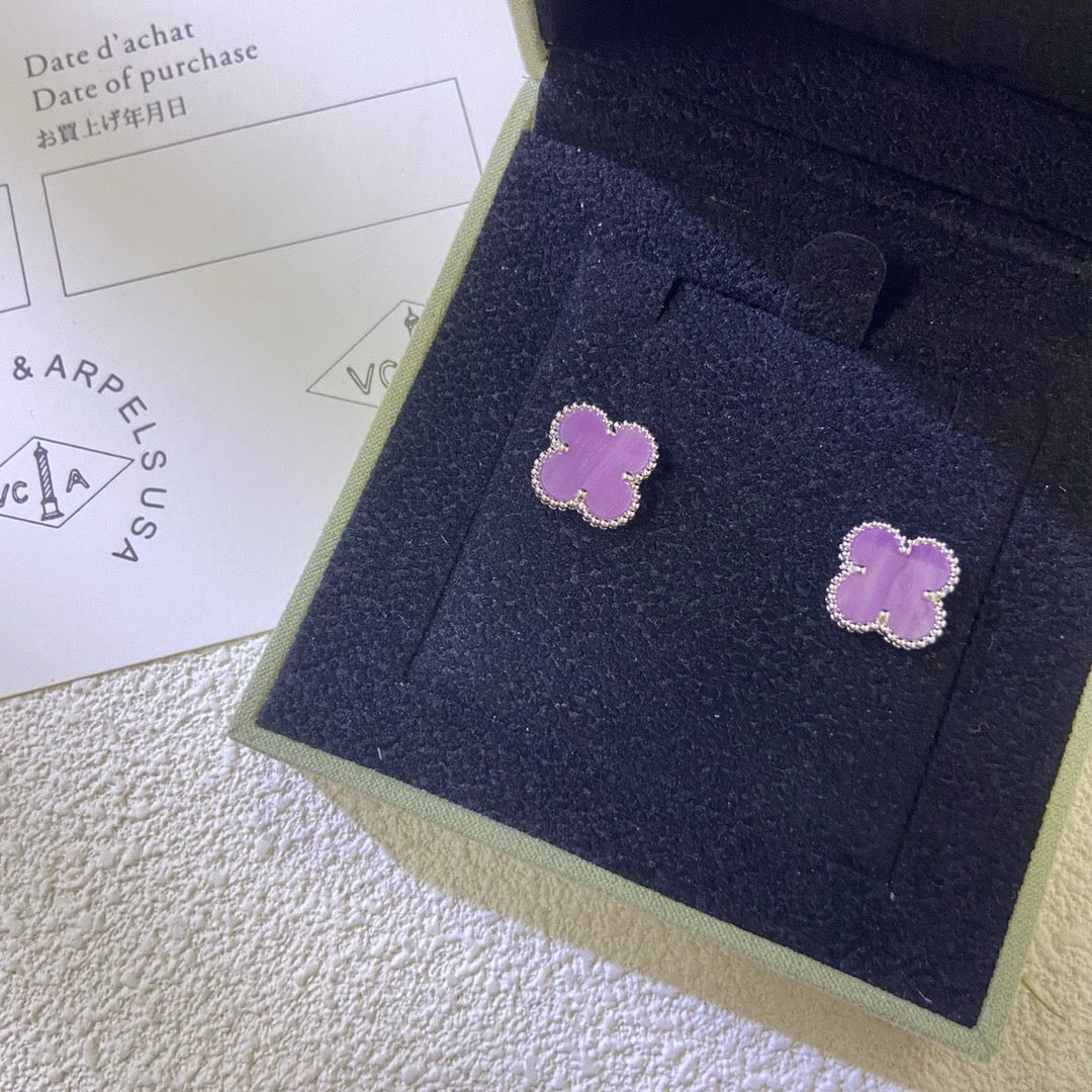 [Amore]CLOVER MINI 9.5MM  PURPLE VIOLET EARRINGS