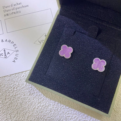 [Amore]CLOVER MINI 9.5MM  PURPLE VIOLET EARRINGS