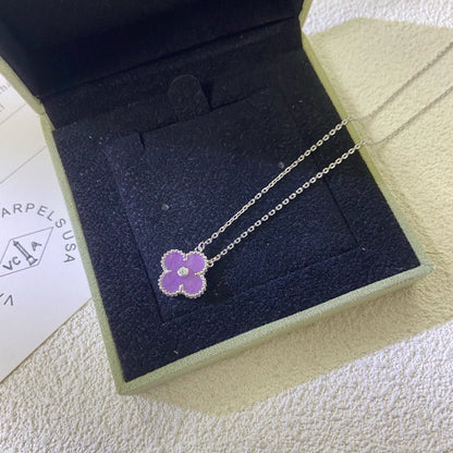 [Amore]CLOVER 15MM DIAMOND  PURPLE VIOLET NECKLACE