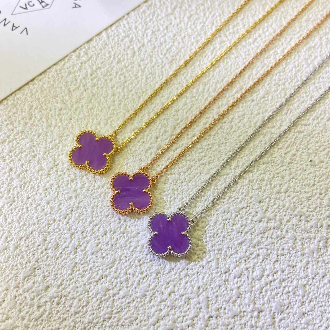 [Amore]CLOVER 15MM  PURPLE VIOLET NECKLACE