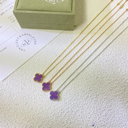 [Amore]CLOVER 15MM  PURPLE VIOLET NECKLACE