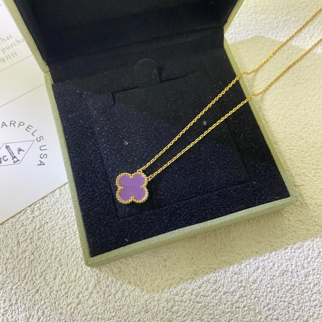 [Amore]CLOVER 15MM  PURPLE VIOLET NECKLACE