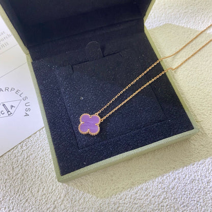 [Amore]CLOVER 15MM  PURPLE VIOLET NECKLACE