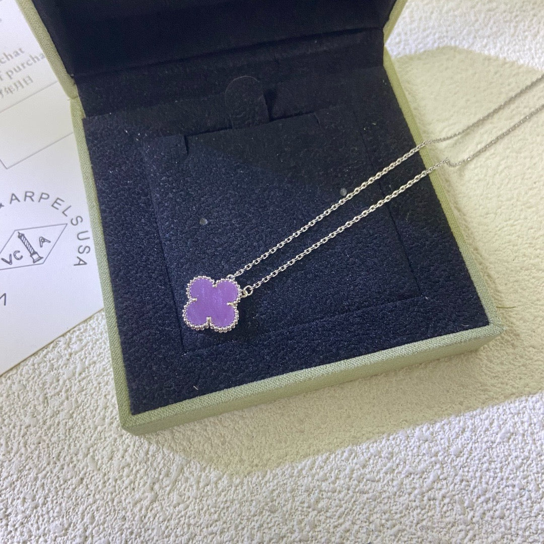 [Amore]CLOVER 15MM  PURPLE VIOLET NECKLACE