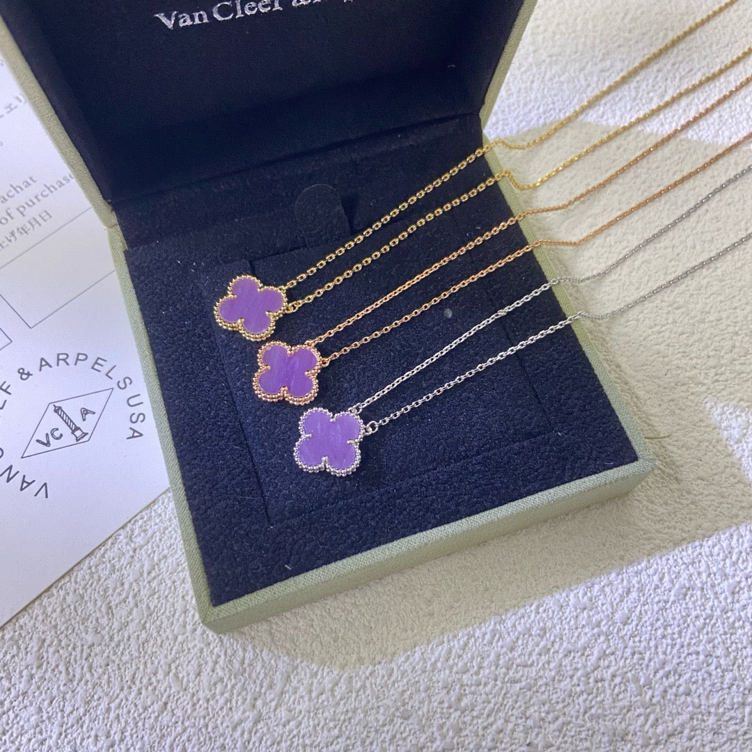 [Amore]CLOVER 15MM  PURPLE VIOLET NECKLACE