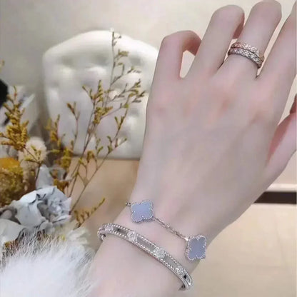 [Amore] CLOVER 5 MOTIF PURPLE CHALCEDONY BRACELET COLLECTION
