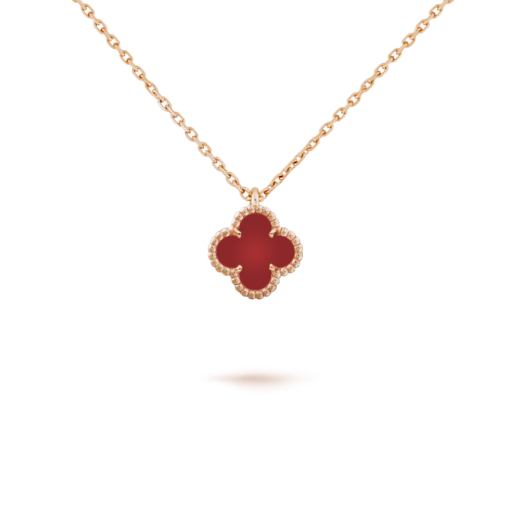 [Amore]CLOVER MINI 9.5MM WHITE CARNELIANS NECKLACE