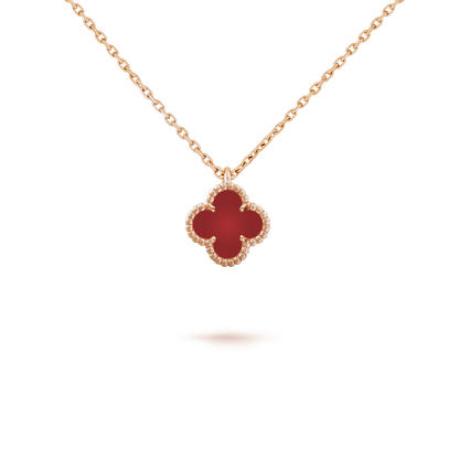 [Amore]CLOVER MINI 9.5MM WHITE CARNELIANS NECKLACE