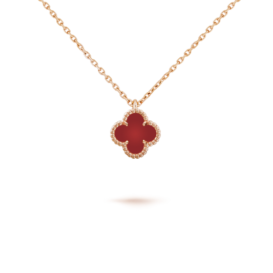 [Amore]CLOVER MINI 9.5MM WHITE CARNELIANS NECKLACE