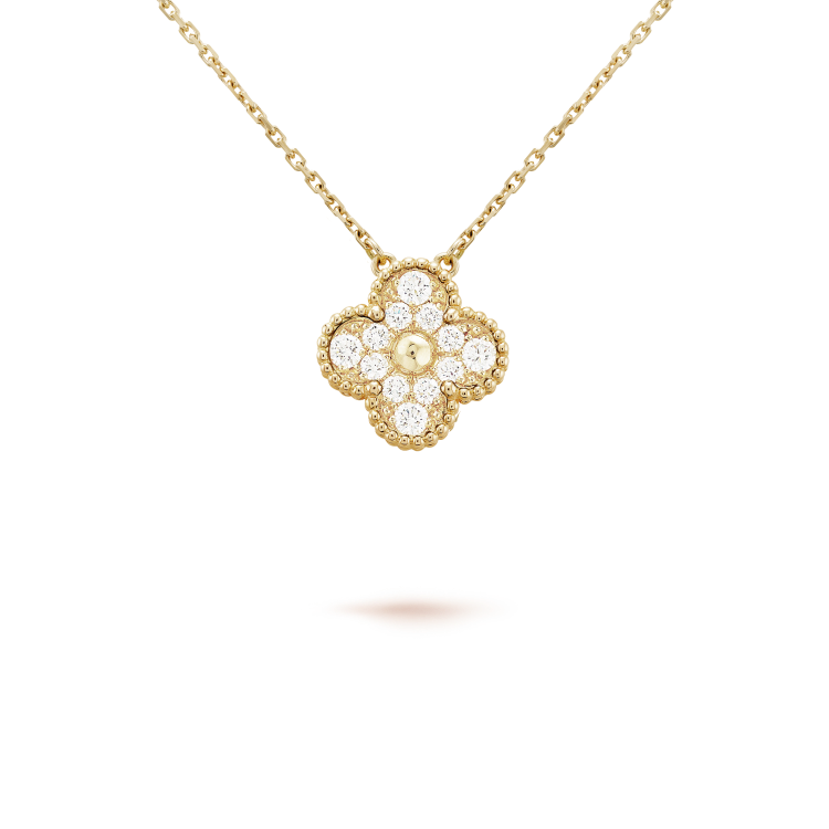 [Amore]CLOVER 15MM DIAMOND SINGLE FLOWER NECKLACE