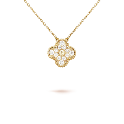 [Amore]CLOVER 15MM DIAMOND SINGLE FLOWER NECKLACE