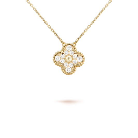 [Amore]CLOVER 15MM DIAMOND SINGLE FLOWER NECKLACE