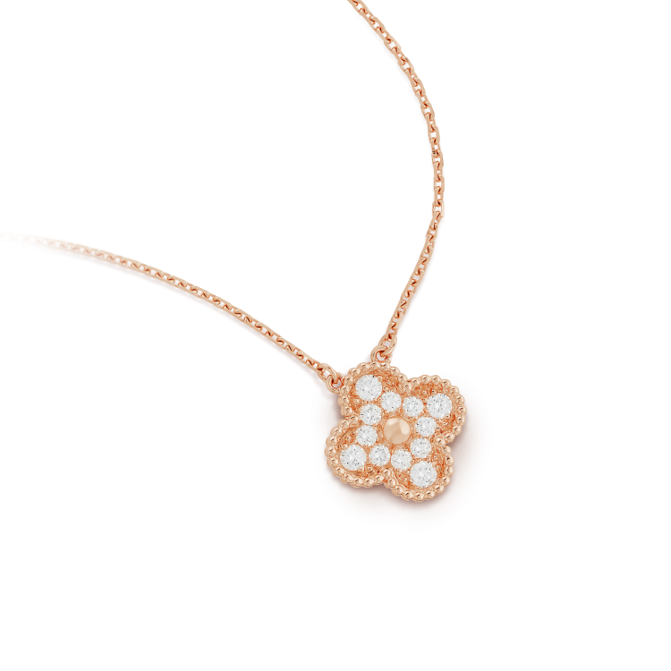 [Amore]CLOVER 15MM DIAMOND SINGLE FLOWER NECKLACE