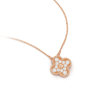 [Amore]CLOVER 15MM DIAMOND SINGLE FLOWER NECKLACE