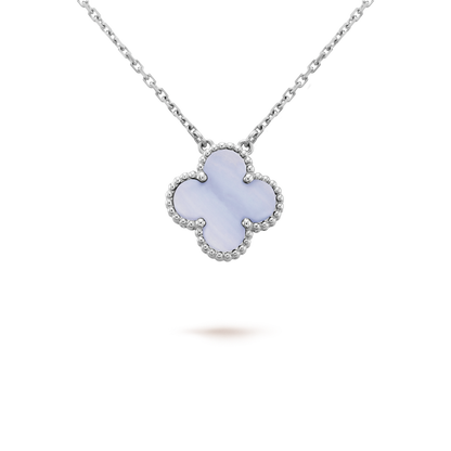 [Amore]CLOVER 15MM BLUE CHALCEDONY NECKLACE SILVER