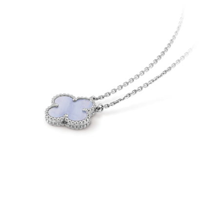 [Amore]CLOVER 15MM BLUE CHALCEDONY NECKLACE SILVER