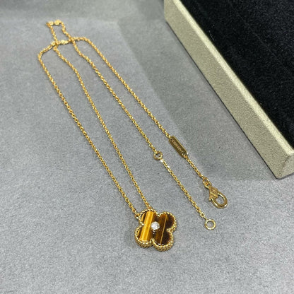 [Amore]CLOVER 15MM DIAMOND AND YELLOW TIGER'S EYE AGATE necklace