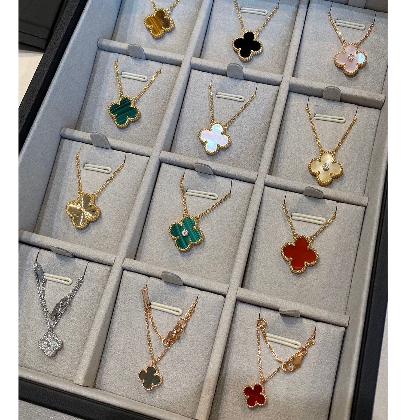 [Amore]CLOVER 15MM DIAMOND SINGLE FLOWER NECKLACE