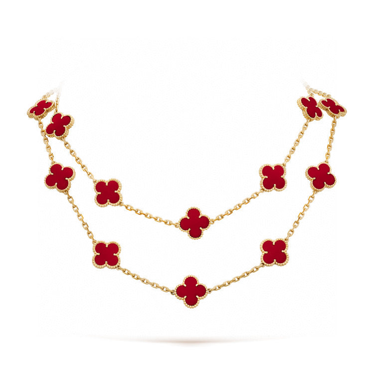 [Amore]CLOVER 20 MOTIFS CARNELIAN NECKLACE