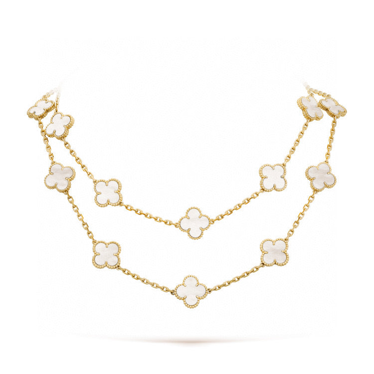 [Amore]CLOVER 20 MOTIFS WHITE MOP NECKLACE