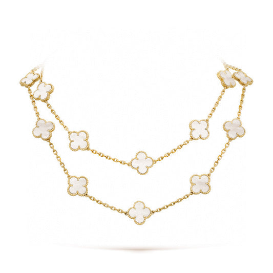 [Amore]CLOVER 20 MOTIFS WHITE MOP NECKLACE