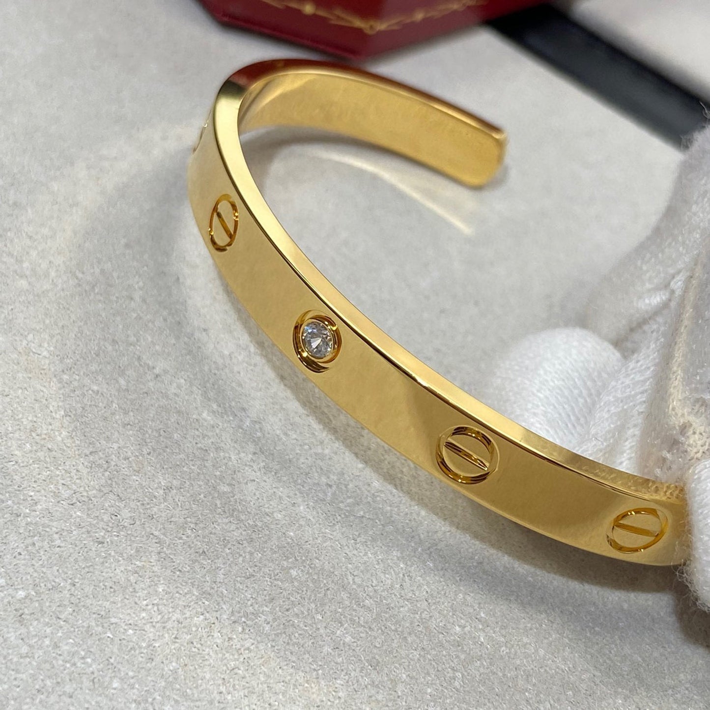 [Amore]LOVE BRACELET 6.1MM 1 DIAMOND OPEN CUFF