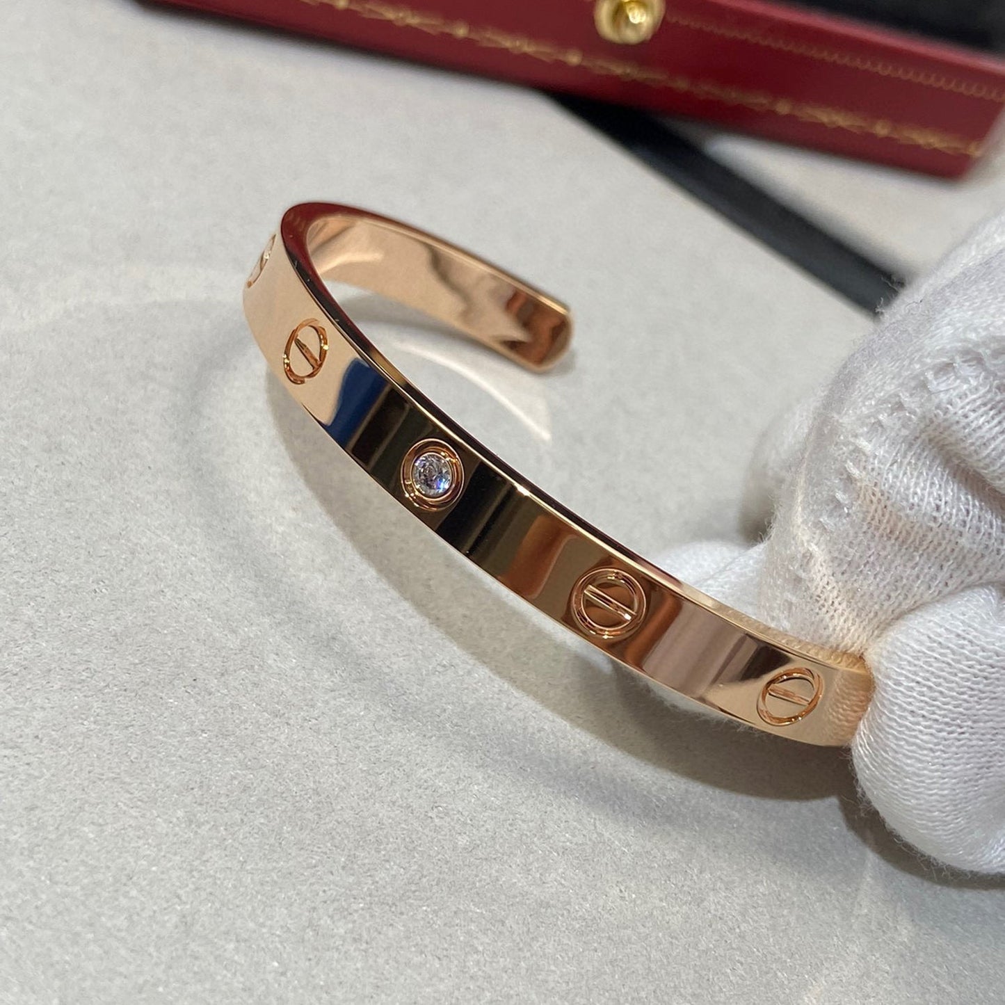[Amore]LOVE BRACELET 6.1MM 1 DIAMOND OPEN CUFF