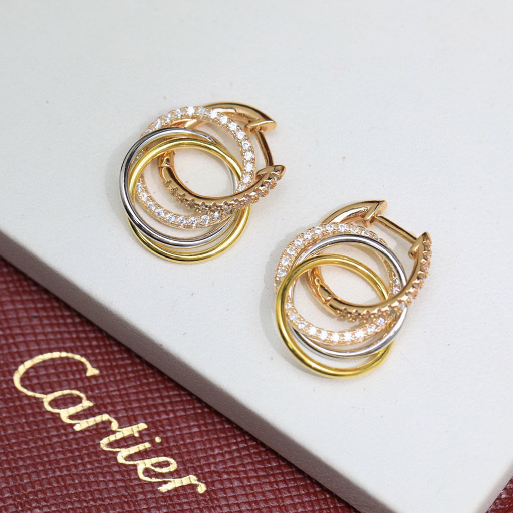 [Amore]TRINITY HALF DIAMOND  EARRINGS