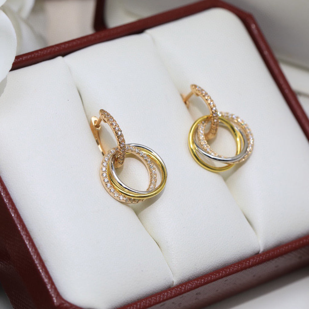 [Amore]TRINITY HALF DIAMOND  EARRINGS