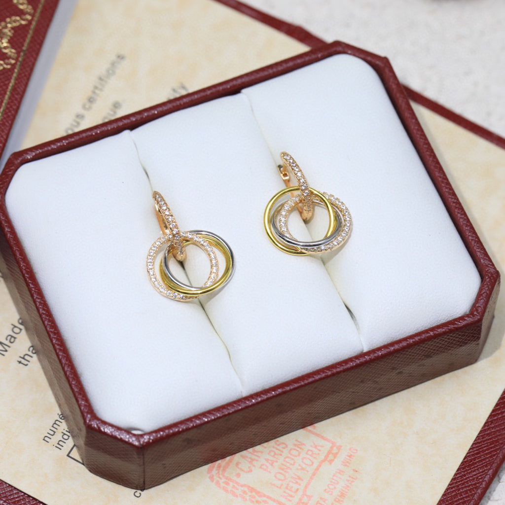[Amore]TRINITY HALF DIAMOND  EARRINGS