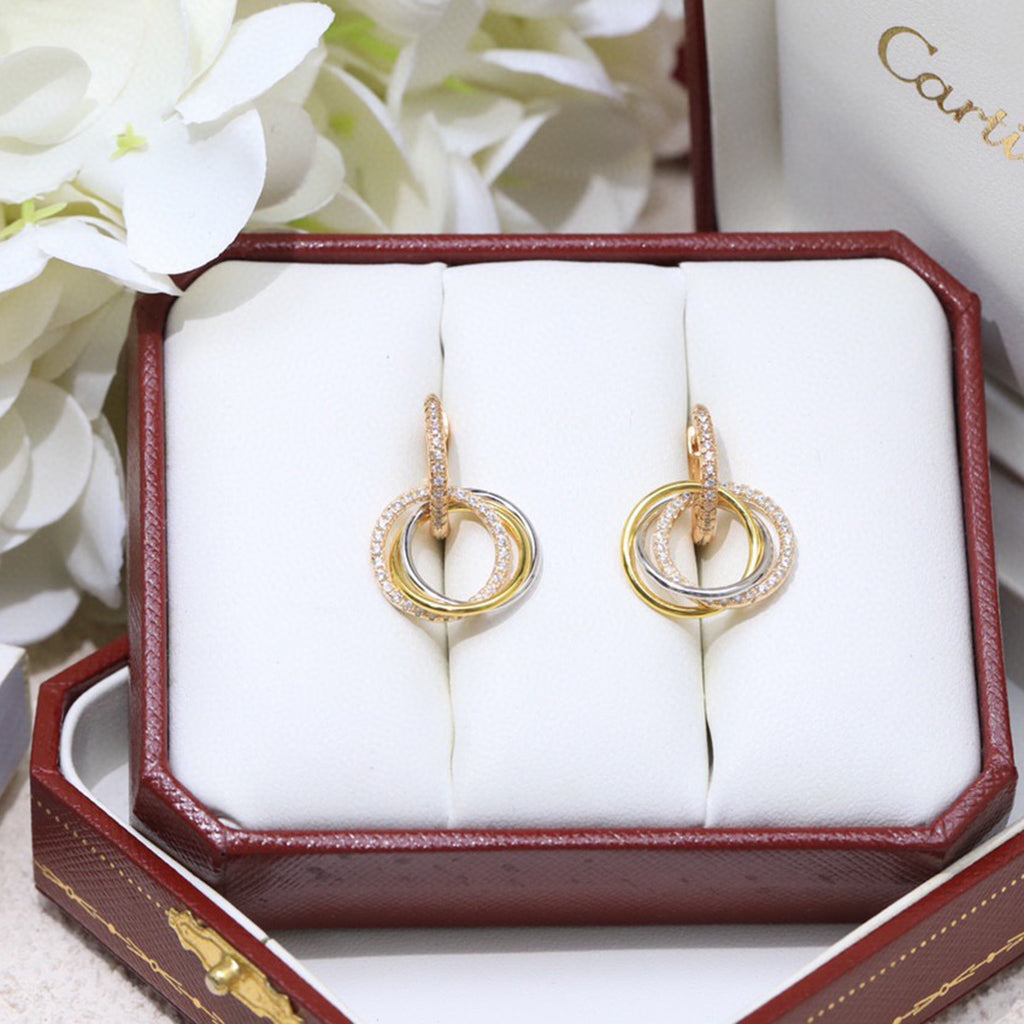 [Amore]TRINITY HALF DIAMOND  EARRINGS