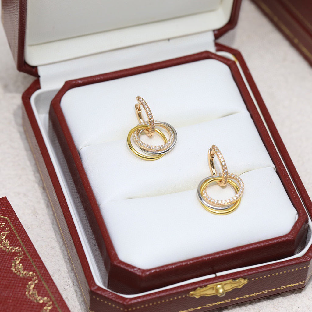 [Amore]TRINITY HALF DIAMOND  EARRINGS