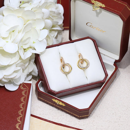 [Amore]TRINITY HALF DIAMOND  EARRINGS
