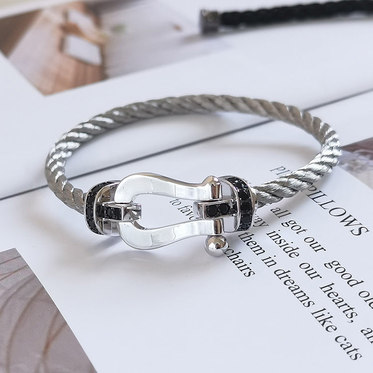 [Amore]FORCE LARGE HORSESHOE BLACK DIAMOND BRACELET SILVER