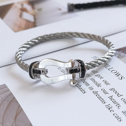 [Amore]FORCE LARGE HORSESHOE BLACK DIAMOND BRACELET SILVER