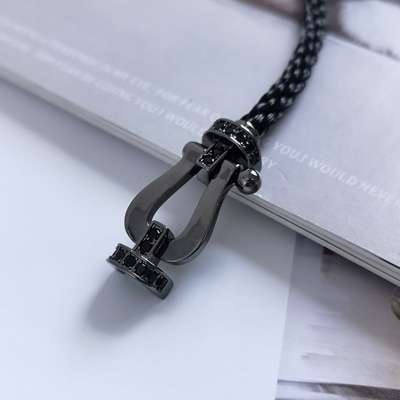 [Amore]FORCE LARGE SERIES HORSESHOE BLACK SAMURAI BRACELET